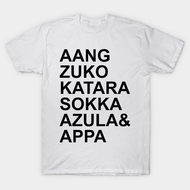 Avatar Last Airbender Character Text T-Shirt by Rebus28